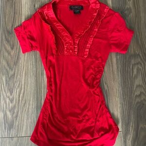 Plastic Island Vibrant Red Ruffled Blouse